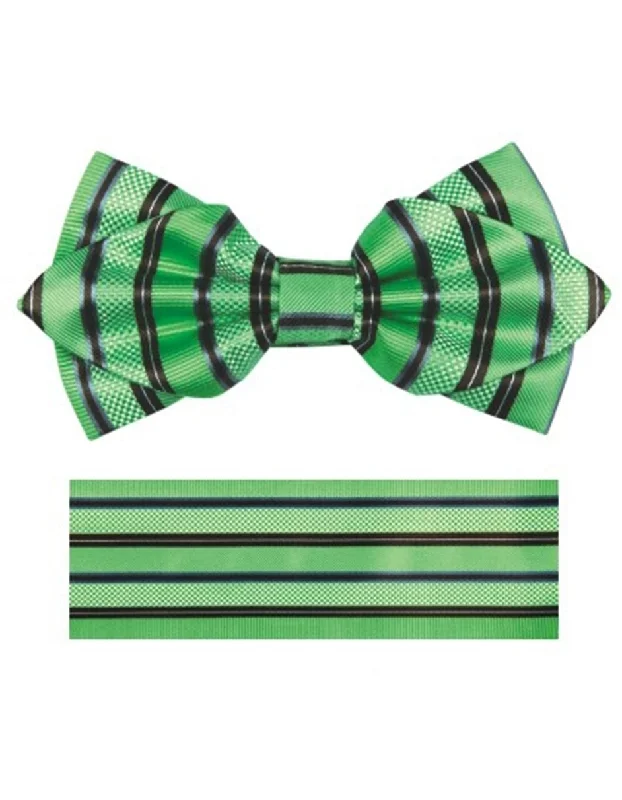 Apple Green & Black Stripe Bow Tie