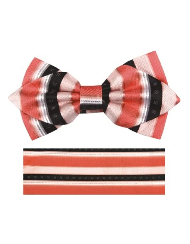 Coral & Black Bow Tie Set