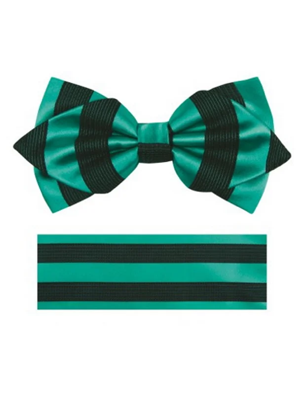 Teal Green & Black Bow Tie Set