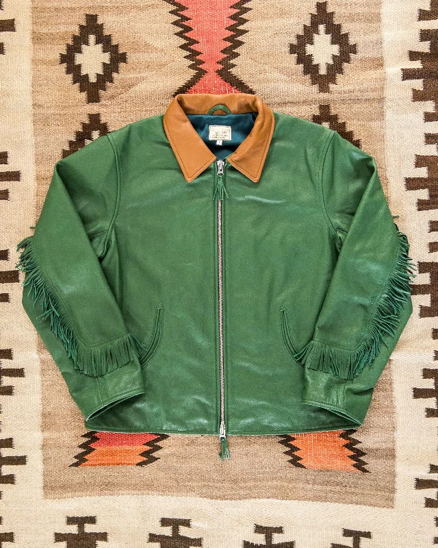 Mustang Fringe Leather Jacket - Green