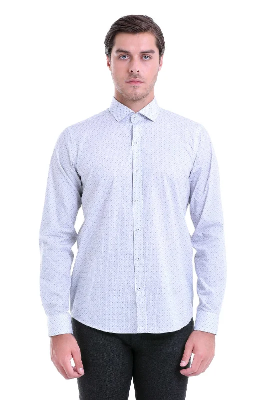 Comfort Fit Printed Cotton Gray Casual Shirt