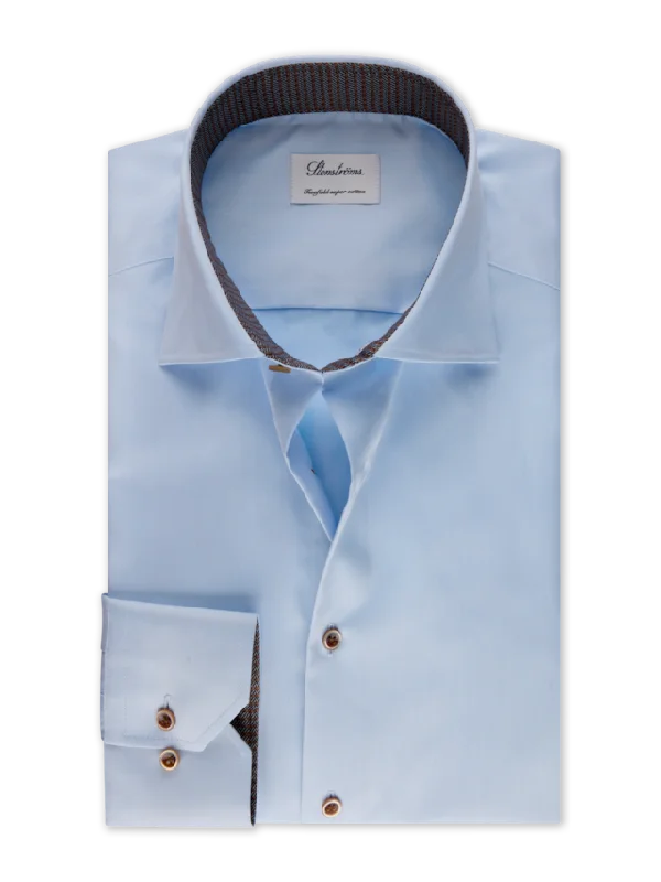 Fitted Body Light Blue Contrast Twill Shirt 684751 0564 100