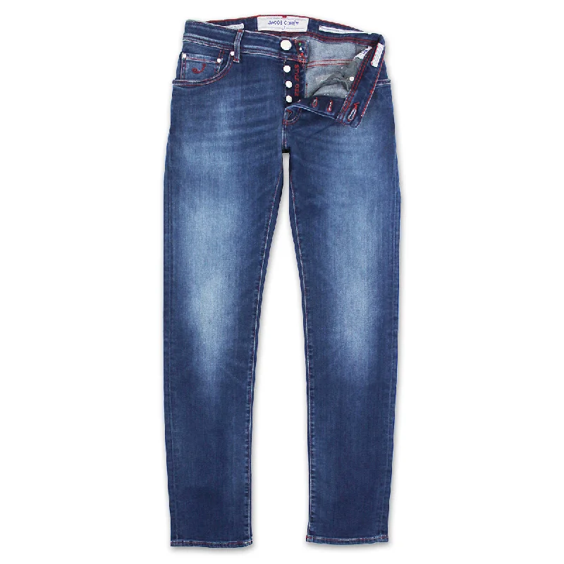 Jacob Cohen - J622 Comf Red Stitch Mid Wash Jeans in Blue