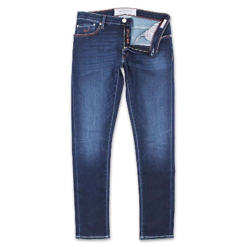 Jacob Cohen - J696 Comf Orange Badge Jeans in Dark Wash