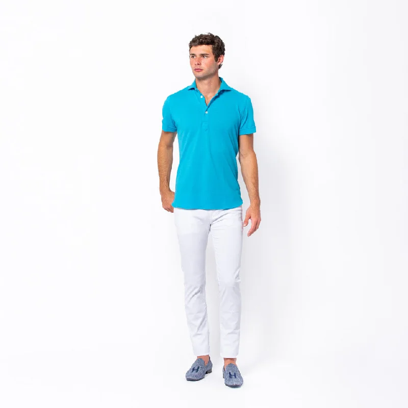 Knit Polo in Aqua