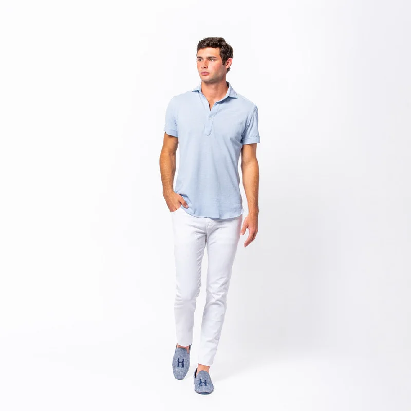 Knit Polo in Light Blue