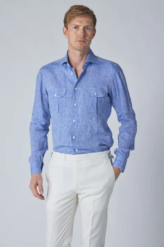 Linen Work Shirt in Blue