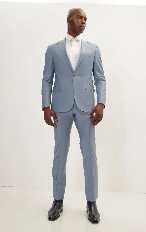 Super 120S Merino Wool Single Breasted Suit - Cool Grey