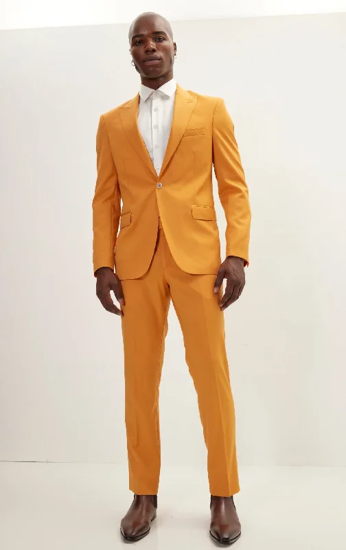 Vitale Super 110S Merino Wool Single Breasted Suit - Marigold