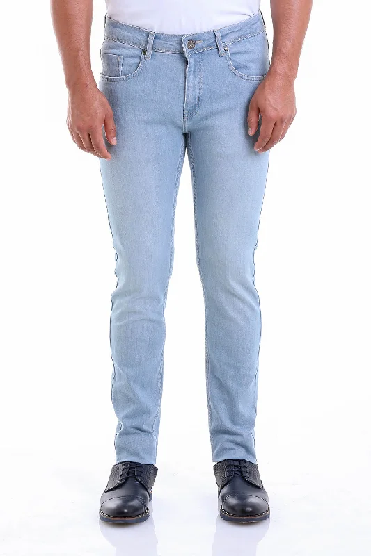 Slim Fit Low Waist Light Blue Cotton Denim