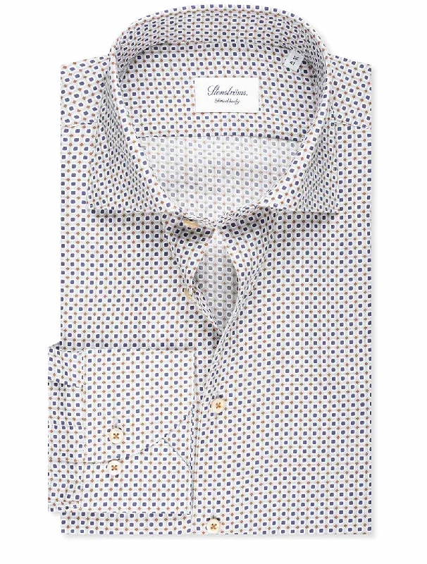 Fitted Square Pattern Shirt Grey