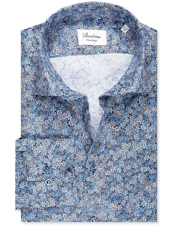 Floral Fitted Shirt Navy