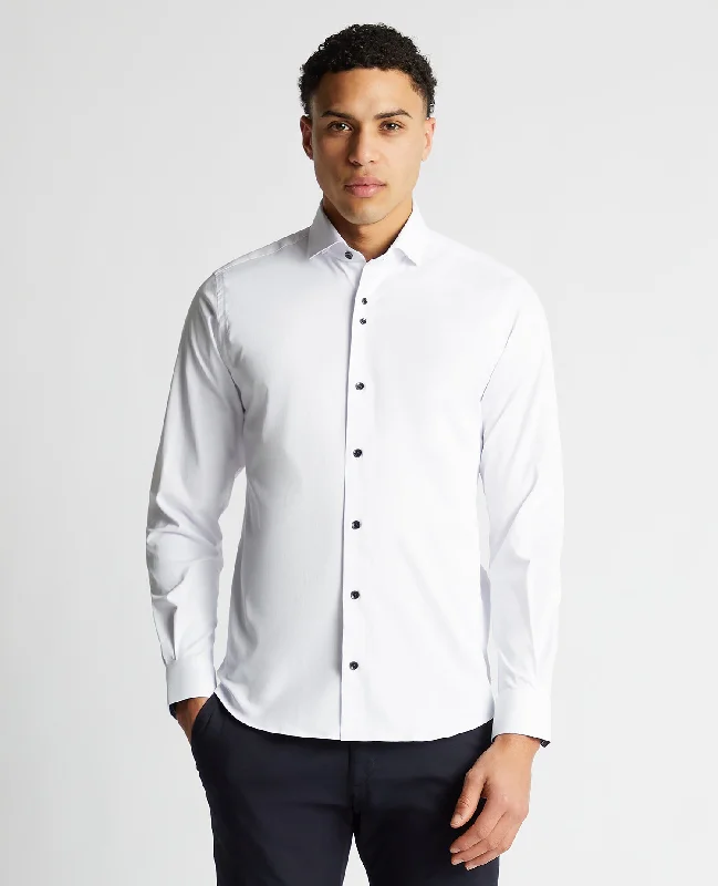 Tapered Fit Cotton-Blend Stretch Shirt