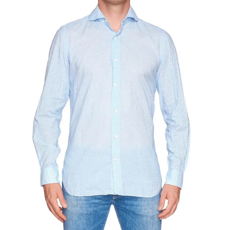 VINCENZO DI RUGGIERO Handmade Blue Circle Cotton Casual Shirt EU 40 US 15.75