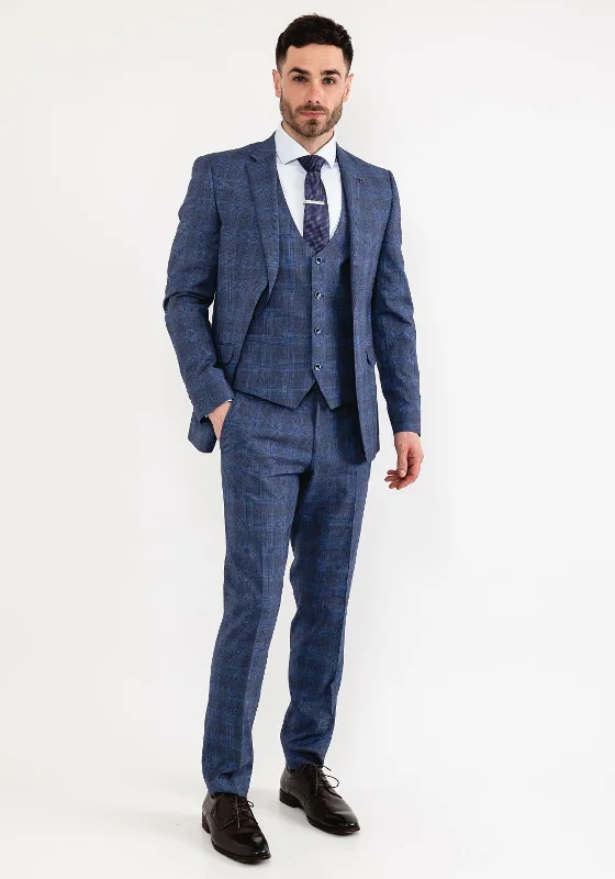 White Label Jasper Check Three Piece Suit, Blue