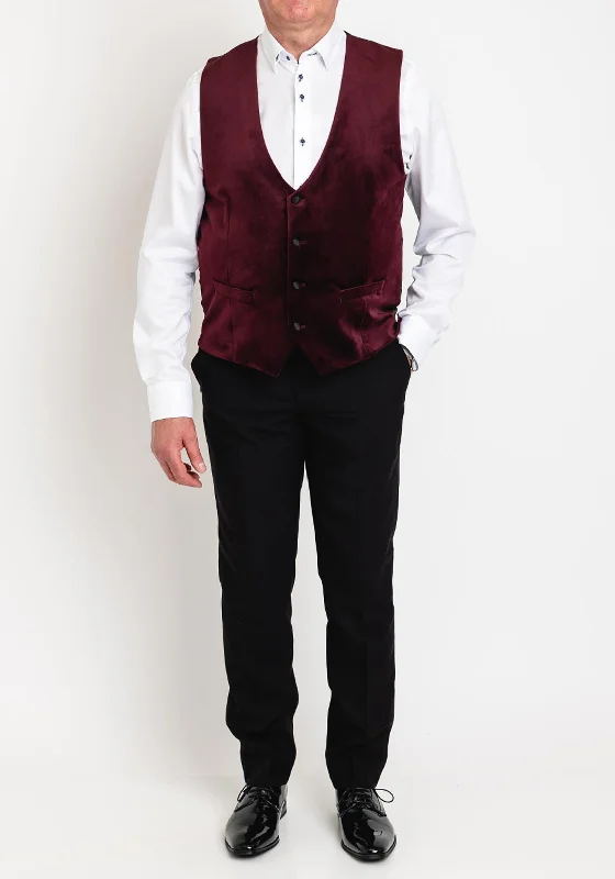 White Label Jacob Velvet Waistcoat, Burgundy