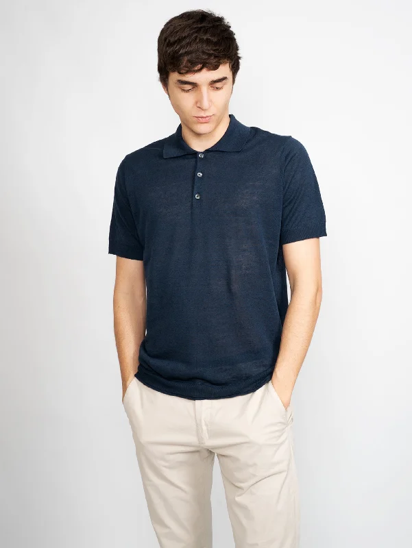 Polo in Misto Lino Blu