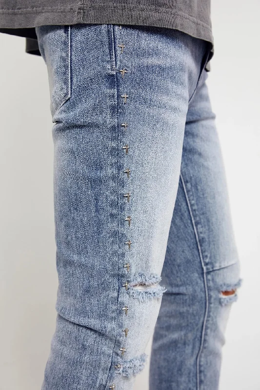 BRYANT SKINNY JEAN | LIGHT WASH CROSS