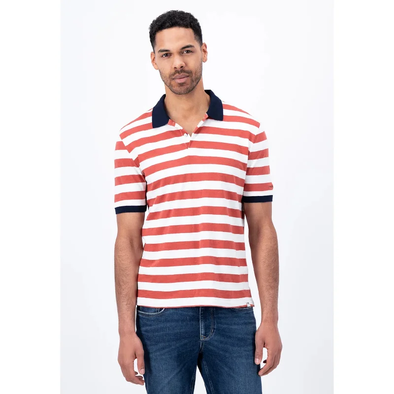 Fynch-Hatton Casual Fit Pure Cotton Stripe Polo Shirt 14131808 Off White