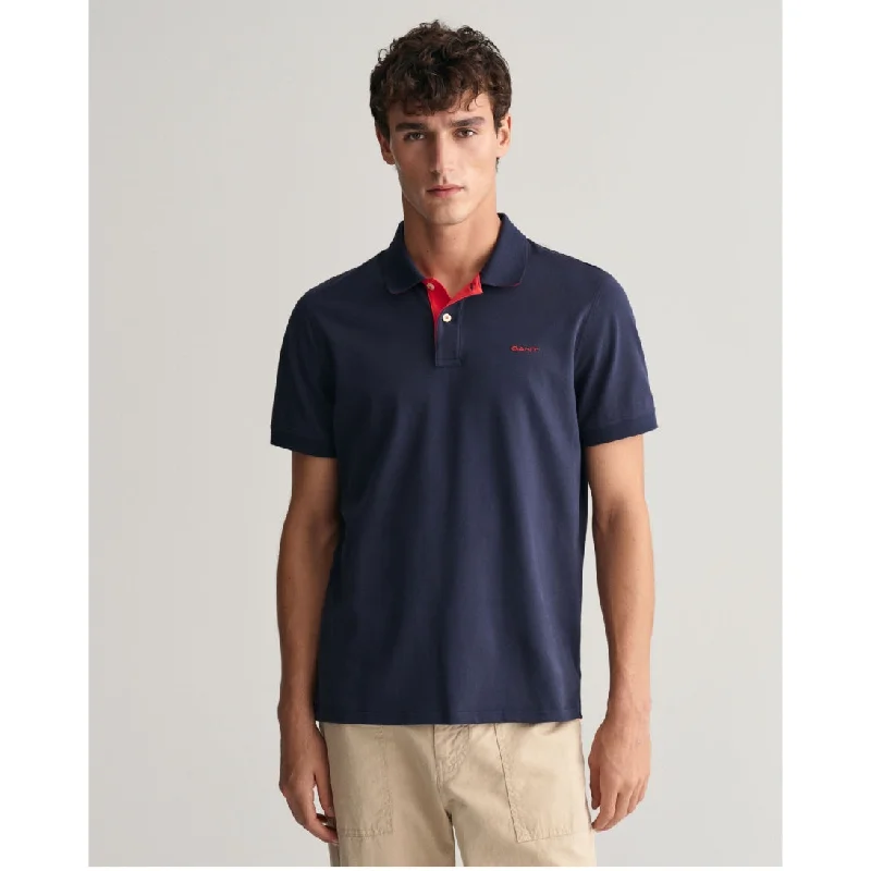 GANT Contrast Stretch Piqué Polo Shirt 2062026 Evening Blue