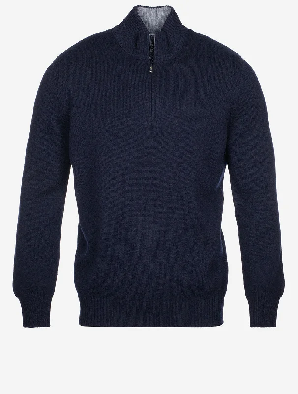 Mock Neck In A Wool And Cashmere Blend Navy