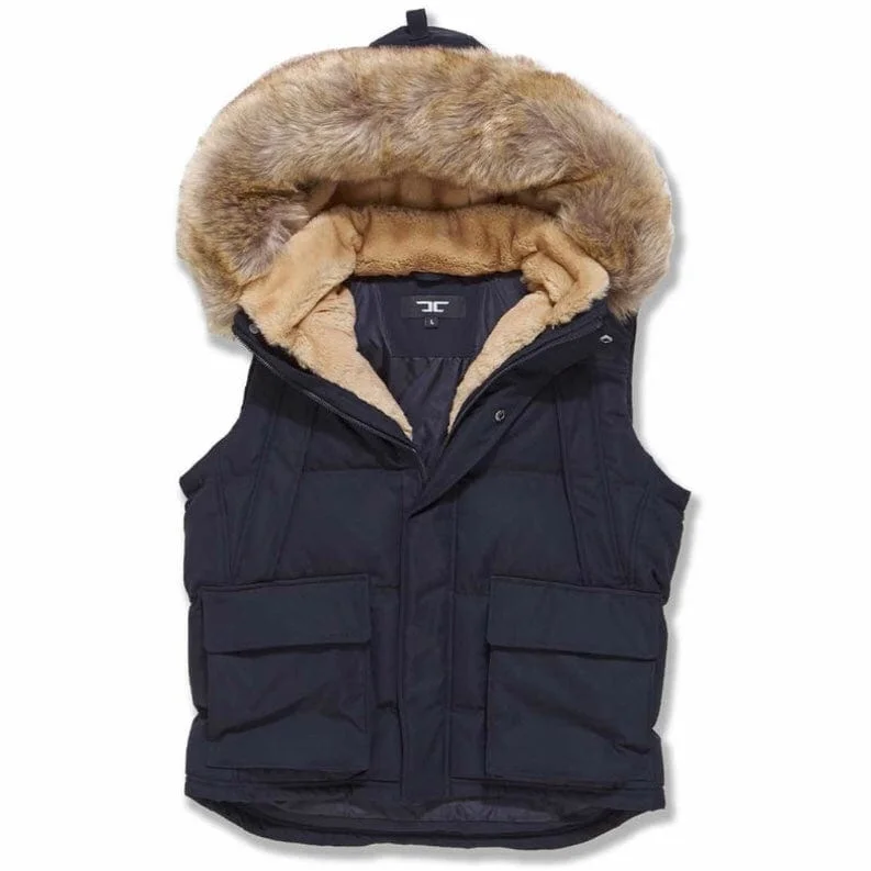 Jordan Craig Yukon Fur Lined Puffer Vest (Navy) 9371V