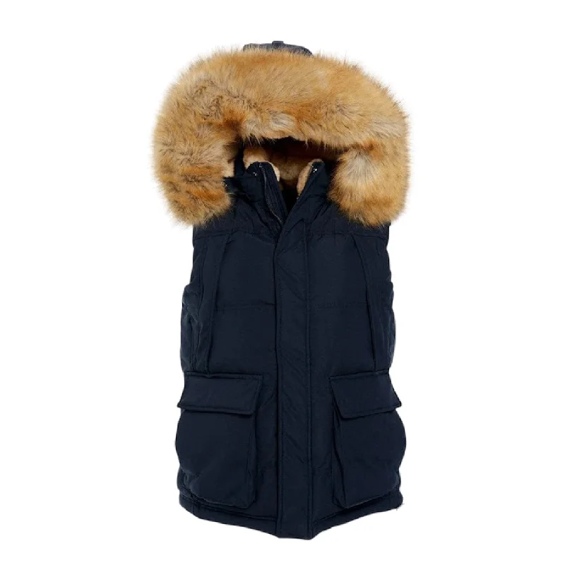 Jordan Craig Yukon Fur Lined Puffer Vest (Navy)