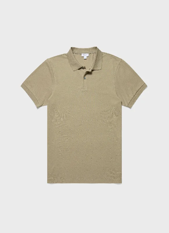 Men's Piqué Polo Shirt in Pale Khaki