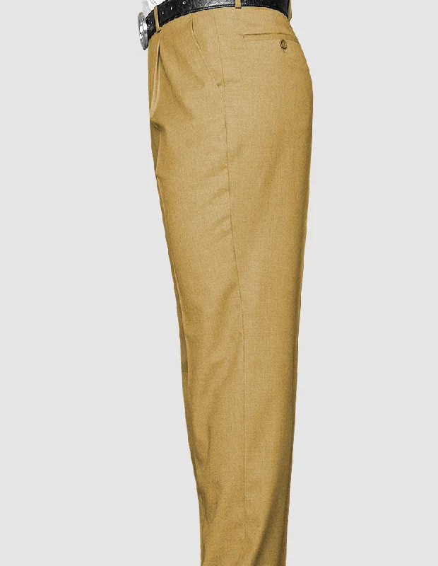 CAMEL REGULAR FIT PLEATED PANTS