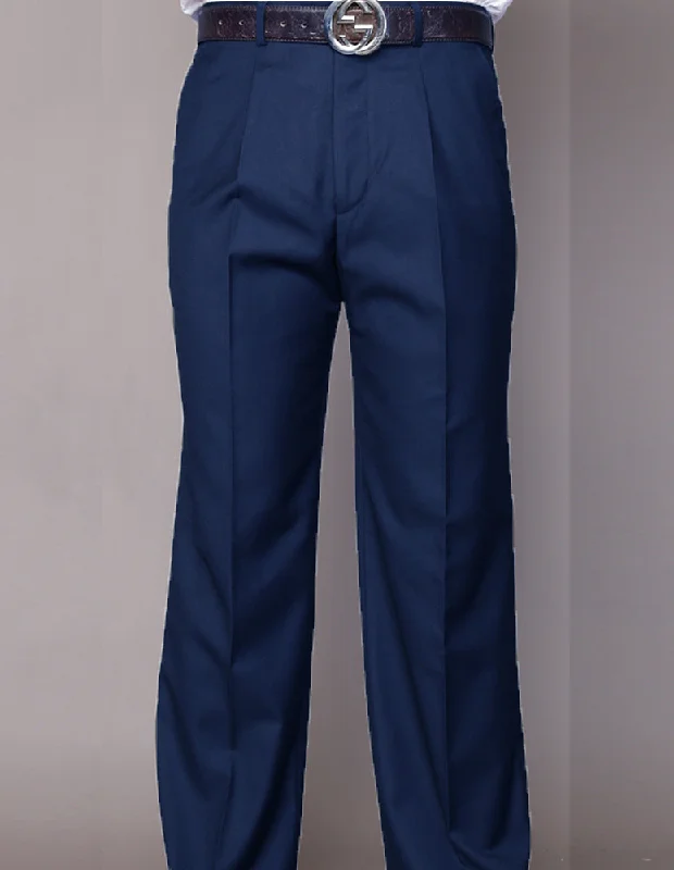 INDIGO REGULAR FIT PLEATED PANTS