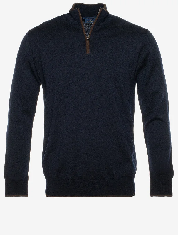 Summer Wool Half Zip Sweater Navy