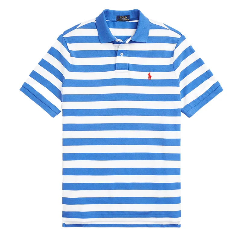 Polo Ralph Lauren Custom Slim Fit Striped Polo New England Blue / White