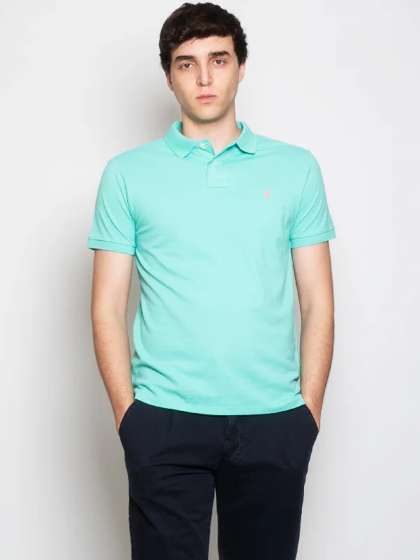 Polo in Piquet Slim Fit Verde Chiaro