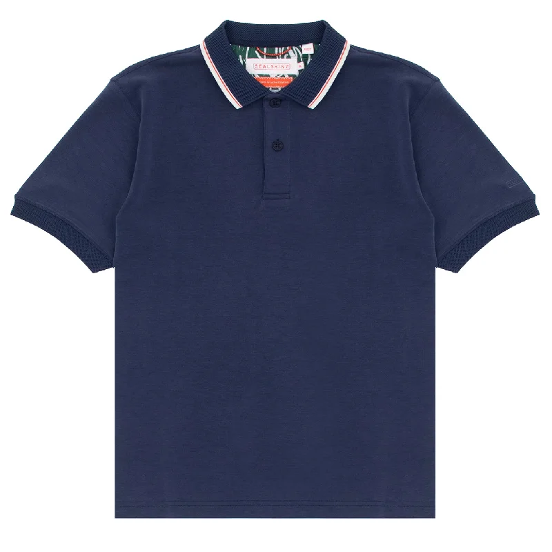 Sealskinz Stalham Polynosic Tipped Collar Polo Shirt Navy