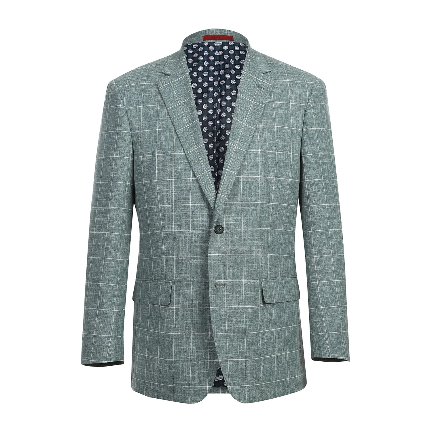 Single Breasted Windowpane Blazer - Turqoise