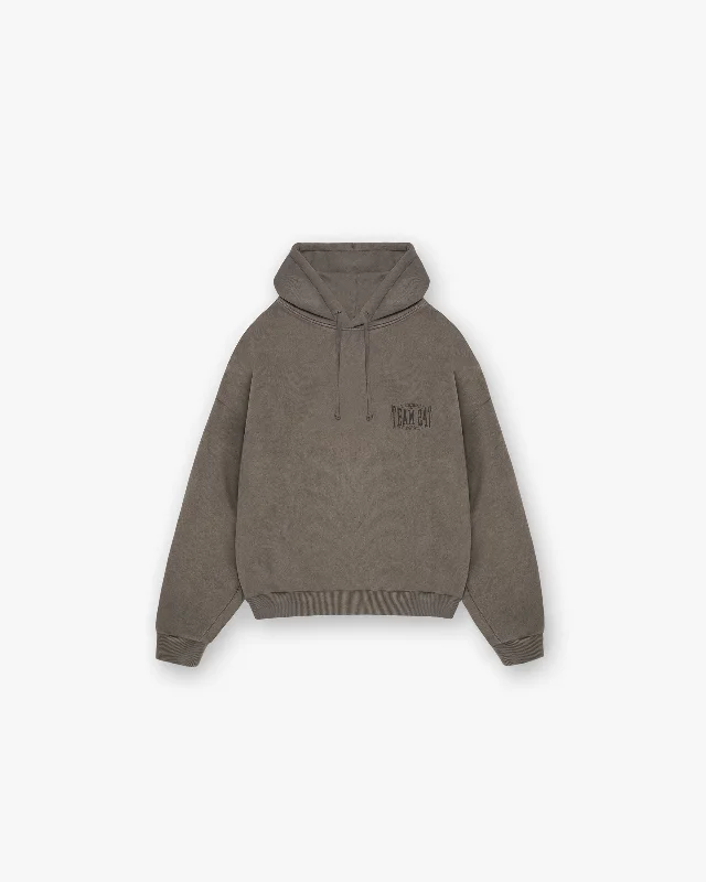 247 X Everlast Training Camp Boxy Hoodie - Washed Brown