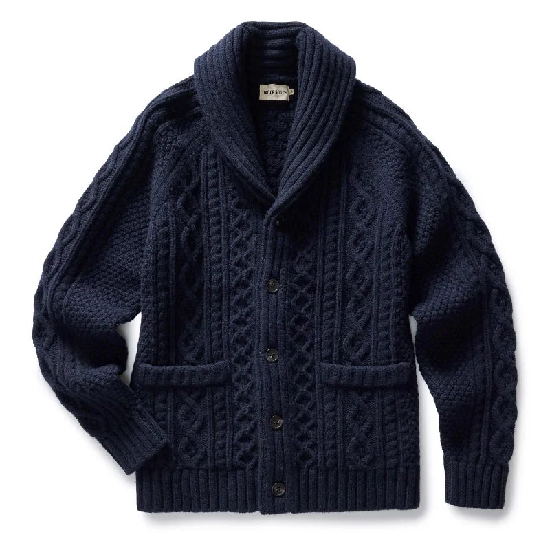 The Cascade Shawl Cardigan in Heather Marine