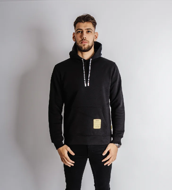 label hoodie black - normal fit