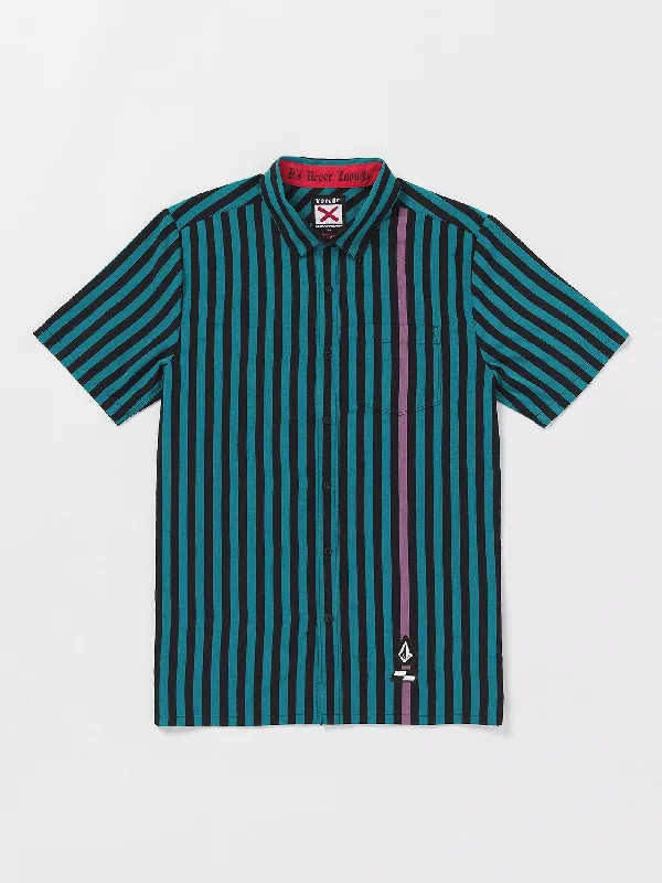 Schroff X Volcom Stripe Short Sleeve Shirt - Dusty Aqua